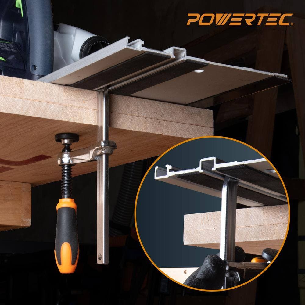 ‎POWERTEC 55 in. Guide Rail Splinter Guard Replacement Strip, 5-3/8 in. Track Saw Clamps and Connectors for Festool/Makita/DeWalt (2)