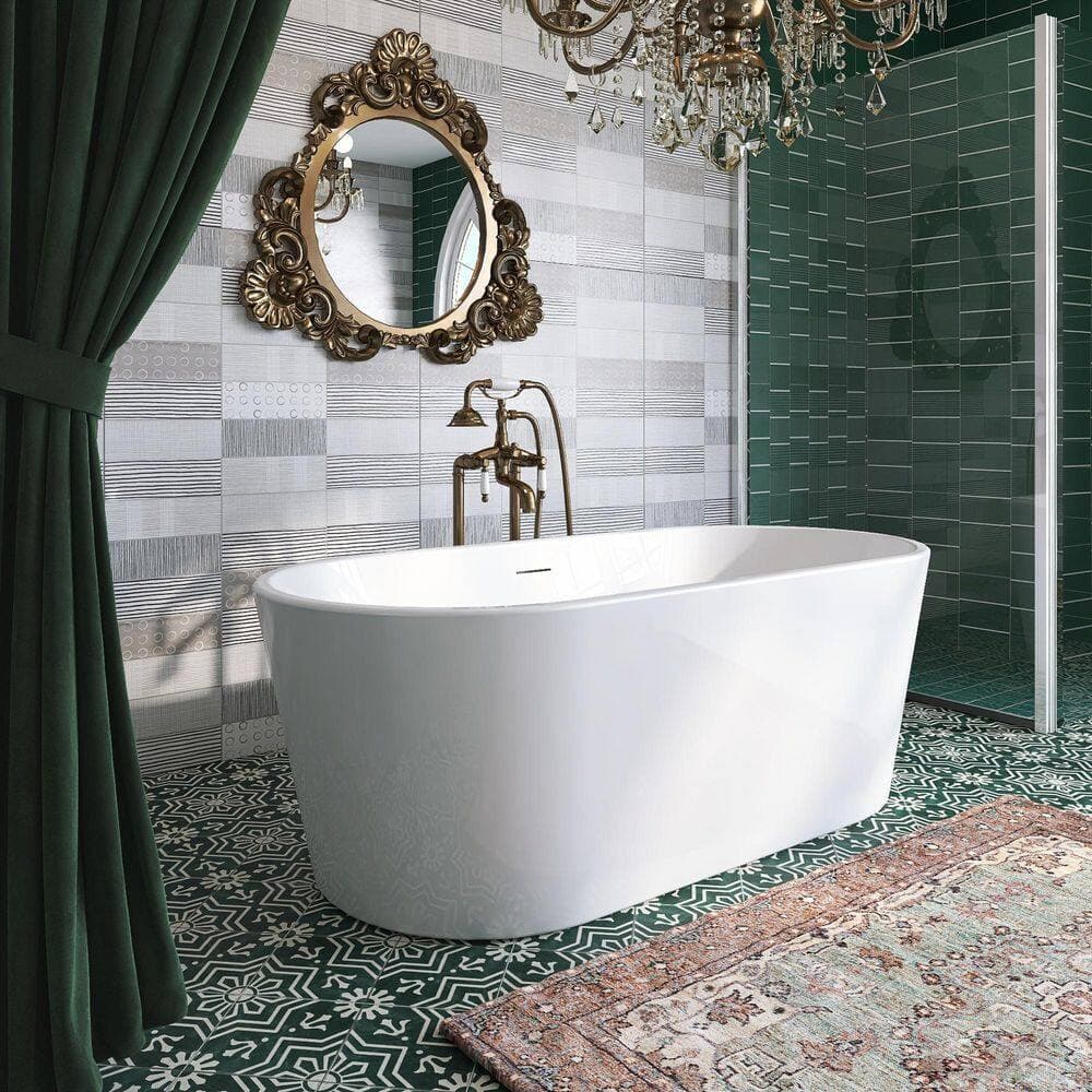 Keayeng 67 in. x 31.5 in. Acrylic Freestanding Flatbottom Soaking Bathtub in White (2)