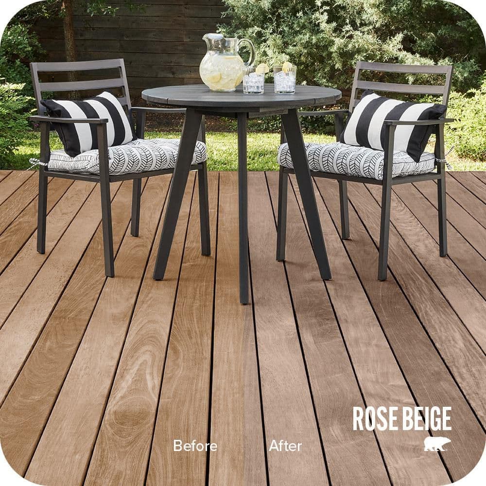 BEHR PREMIUM 1 gal. #ST-160 Rose Beige Semi-Transparent Waterproofing Exterior Wood Stain and Sealer (2)