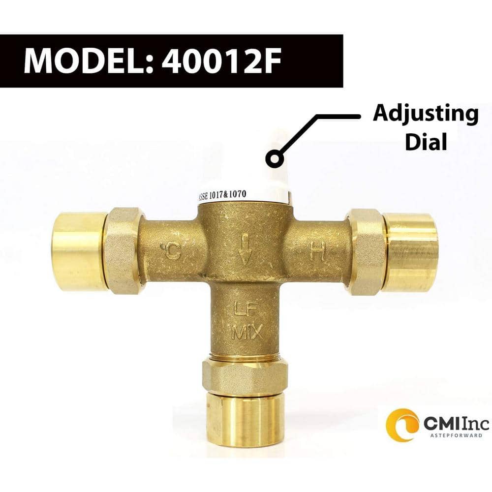CMI inc 1/2 in. x 3/4 in. Thermostatic Mixing Valve with Female Connection (3)