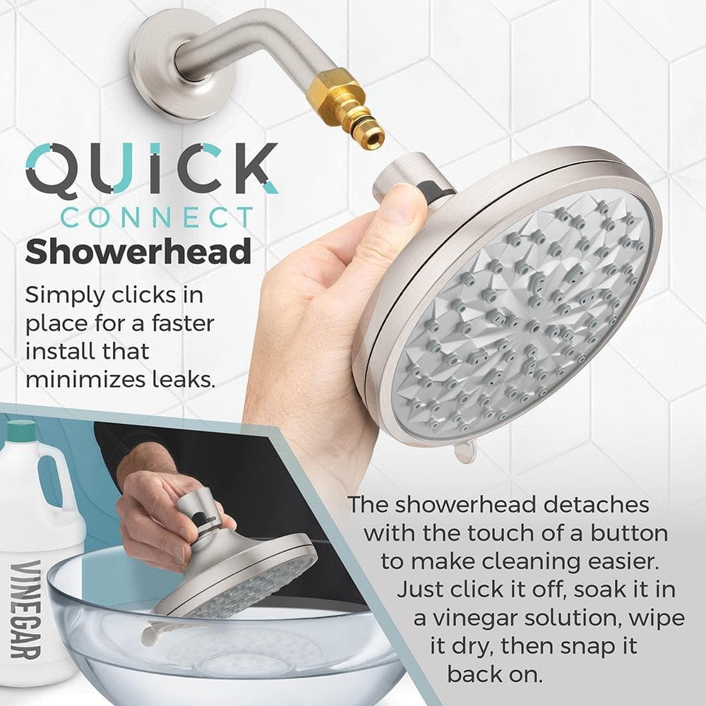 Pfister HydroFuse 6-Spray with 1.75 GPM 5.375 in. Wall Mount Fixed Shower Head with QuickConnect in Spot Defense Brushed Nickel (3)