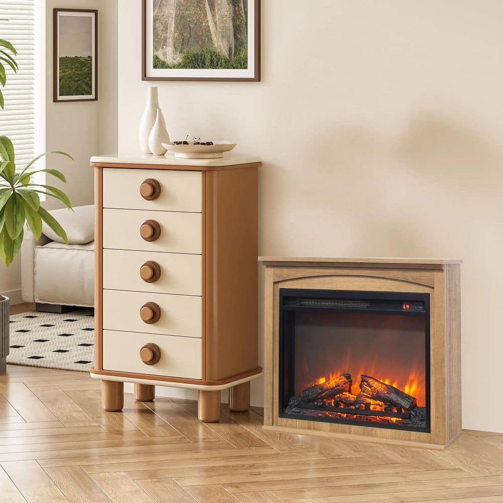 Runesay 28 in. 1500-Watt Brown 5000 BTU Recessed Electric Fireplace Utility Convection Infrared Space Heater (3)