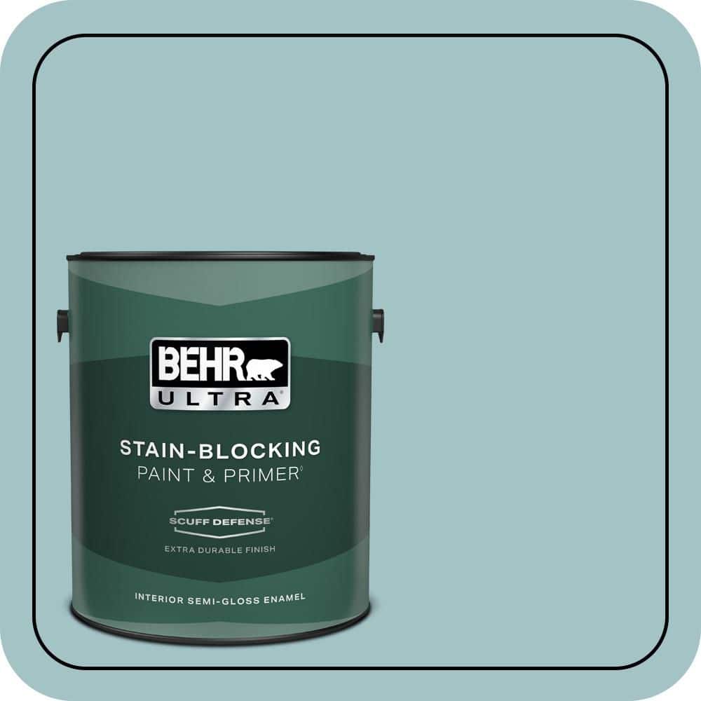 BEHR ULTRA 1 gal. #510E-3 Ocean Kiss Extra Durable Semi-Gloss Enamel Interior Paint & Primer