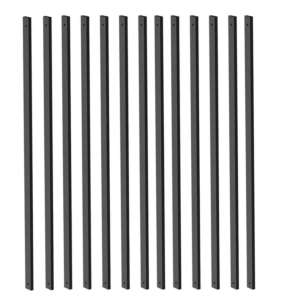 Laybus 1.02 in. x 32.25 in. Black Metal Straight Baluster, Hollow Rectangle Deck Balusters for Deck Railing Porch (25-Pack) (1)