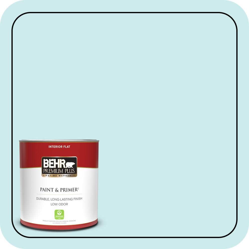 BEHR PREMIUM PLUS 1 qt. #520C-2 Fountain Spout Flat Low Odor Interior Paint & Primer