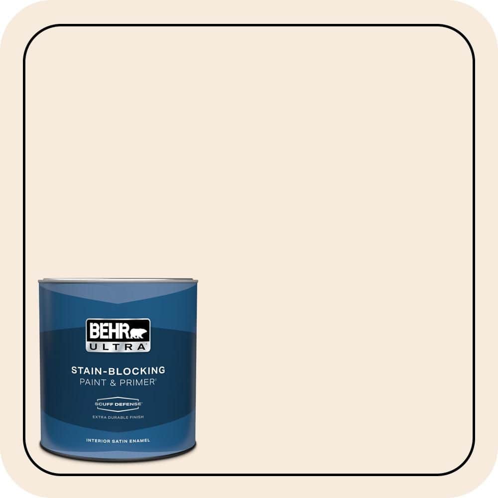 BEHR ULTRA 1 qt. #RD-W15 Cotton Sheets Extra Durable Satin Enamel Interior Paint & Primer