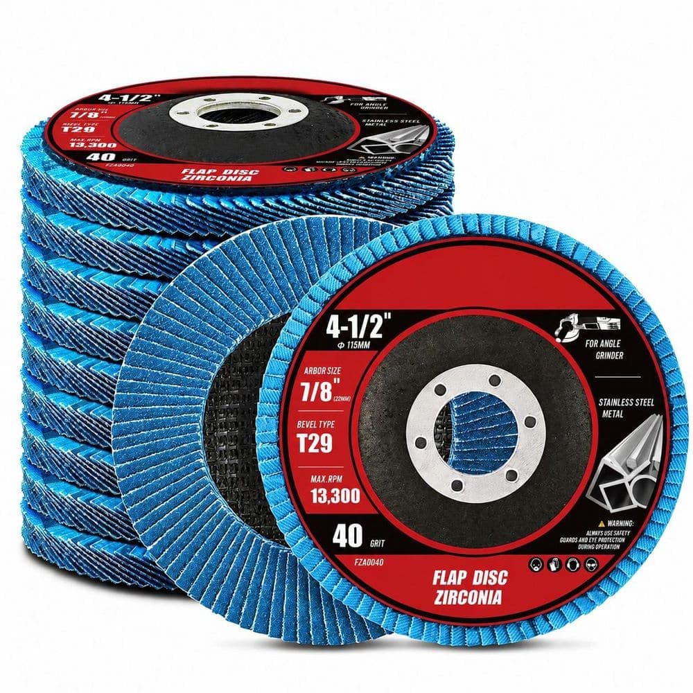 LAIFUCAM 40 Grit Type 29 Zirconia Flap Sanding Disc for Metal Wood Grinding Polishing Rust Removal 4-1/2 x 7/8 in. 10 Pack (1)