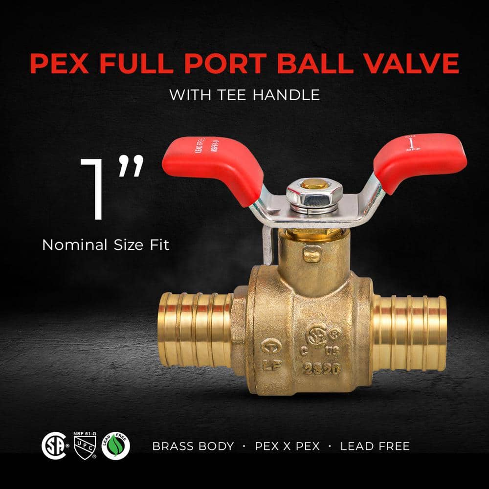 PLUMBFLEX Full Port PEX Ball Valve Water Shut Off with Tee Handle (4)