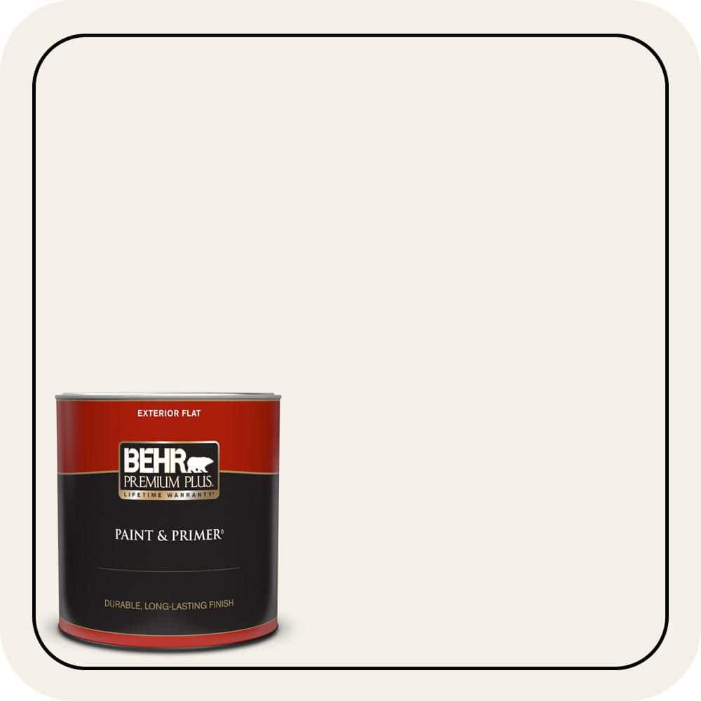 BEHR PREMIUM PLUS 1 qt. #T16-17 Ivory Keys Flat Exterior Paint & Primer