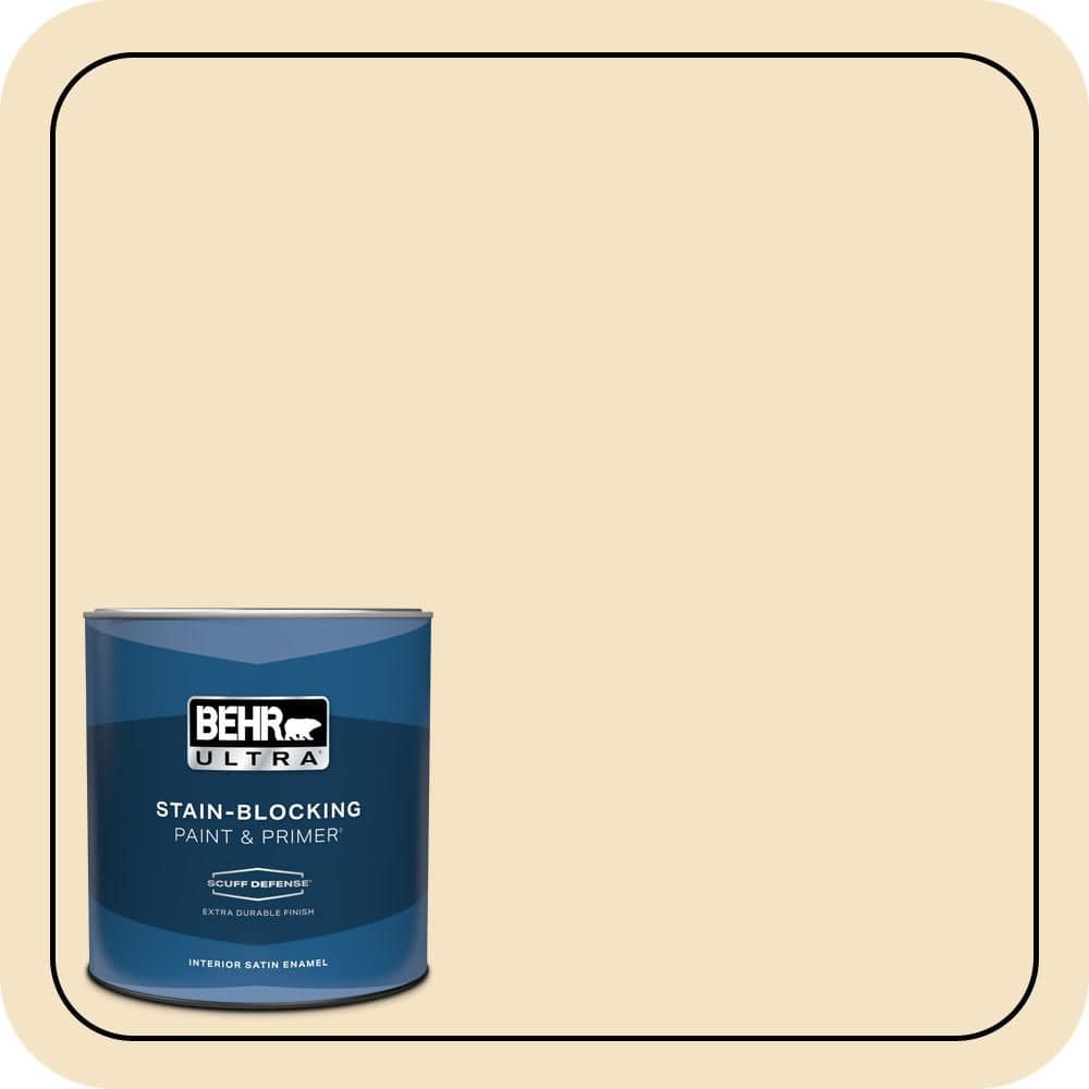 BEHR ULTRA 1 qt. #PPU6-10 Cream Puff Extra Durable Satin Enamel Interior Paint & Primer