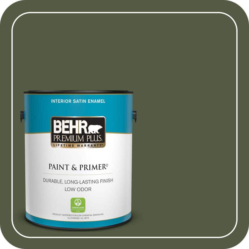 BEHR PREMIUM PLUS 1 gal. #MQ6-54 River Forest Satin Enamel Low Odor Interior Paint & Primer