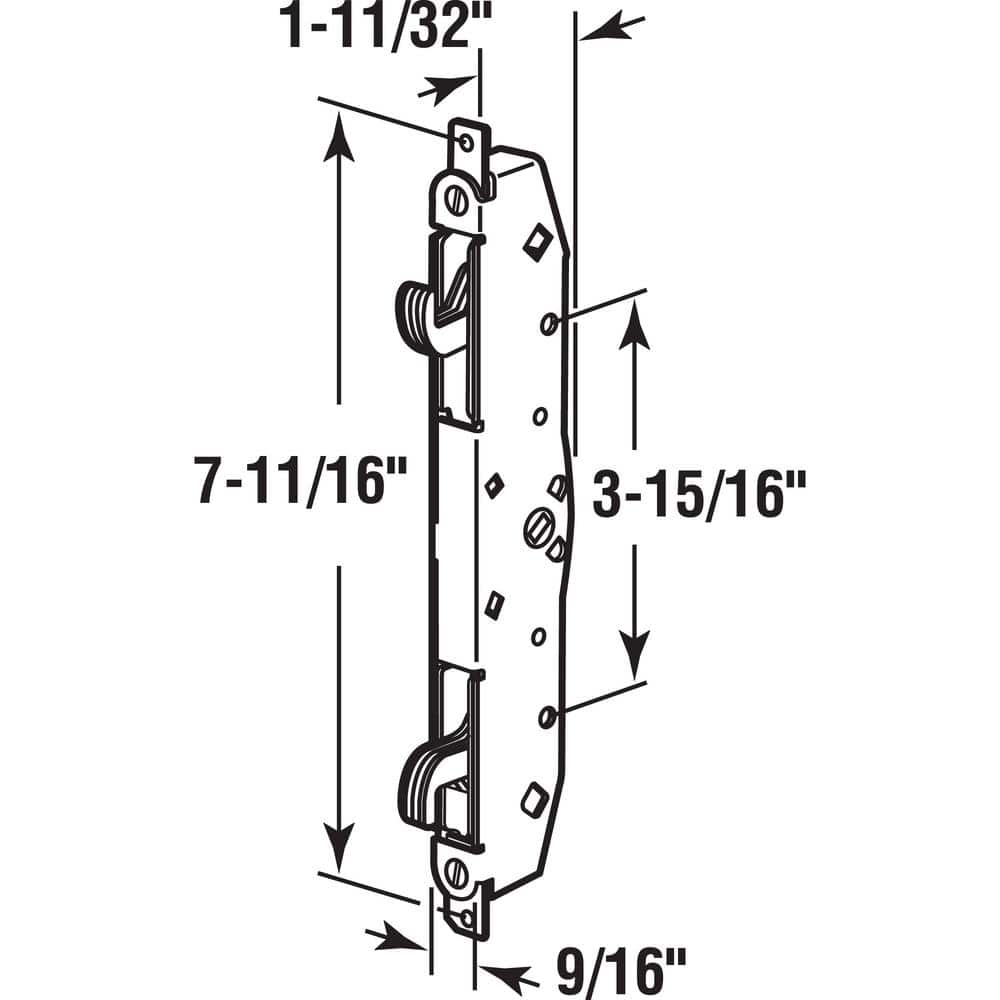 Prime-Line Mortise Lock, 7-11/16 in. Mounting Hole, Multi-point Latch (2)