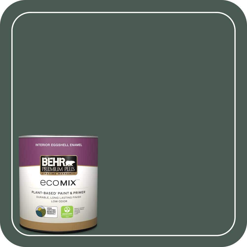 BEHR PREMIUM PLUS 1 qt. #S420-7 Secluded Woods Eggshell Enamel EcoMix Plant-Based Interior Paint & Primer (1)