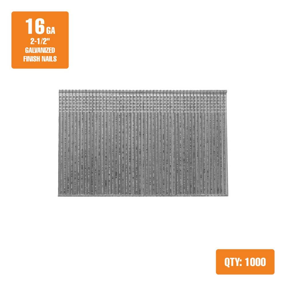 Freeman 16-Gauge 2-1/2 in. Glue Collated Hot-Dipped Galvanized Straight Finish Nails - 1,000 Count - for Trim and Cabinets (2)