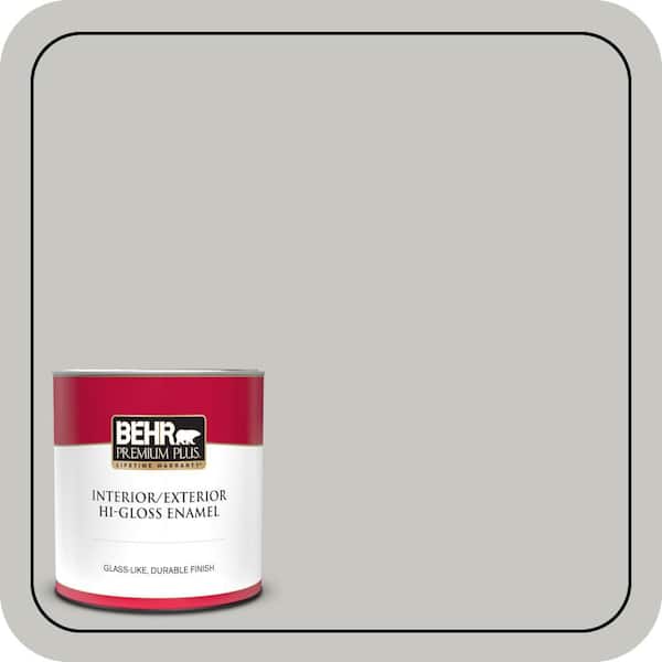 BEHR PREMIUM PLUS 1 qt. #MQ2-59 Silver City Hi-Gloss Enamel Interior/Exterior Paint & Primer (2)