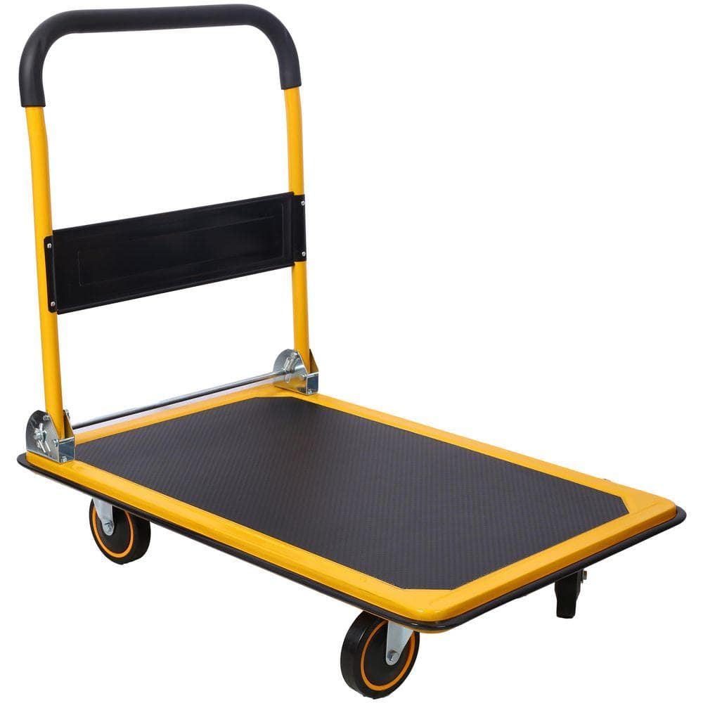 Cesicia 330 lbs Yellow Steel Foldable Platform Truck Push Dolly (1)