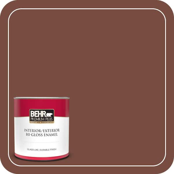 BEHR PREMIUM PLUS 1 qt. #S170-7 Dark Cherry Mocha Hi-Gloss Enamel Interior/Exterior Paint & Primer (2)
