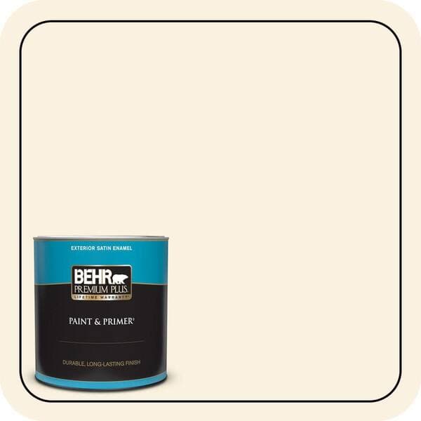 BEHR PREMIUM PLUS 1 qt. #PWN-13 Fine Porcelain Satin Enamel Exterior Paint & Primer (2)