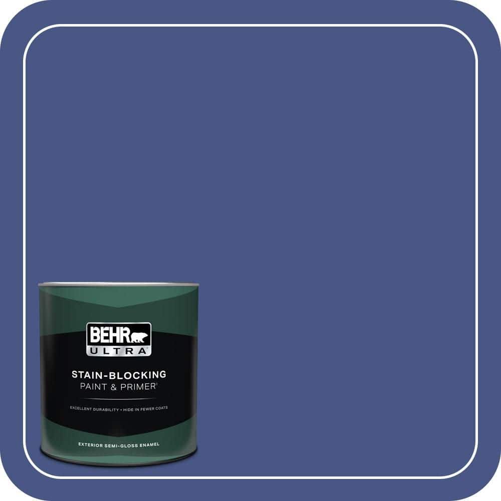 BEHR ULTRA 1 qt. #600B-7 Yacht Club Blue Semi-Gloss Enamel Exterior Paint & Primer