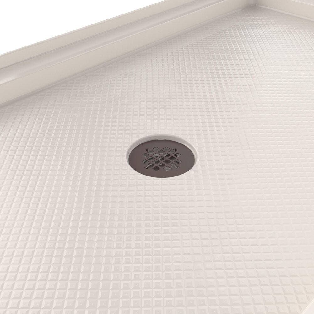 DreamLine SlimLine 60 in. L x 34 in. W Alcove Biscuit Shower Pan Base with 2 in. Round Center Drain in Oil Rubbed Bronze (3)