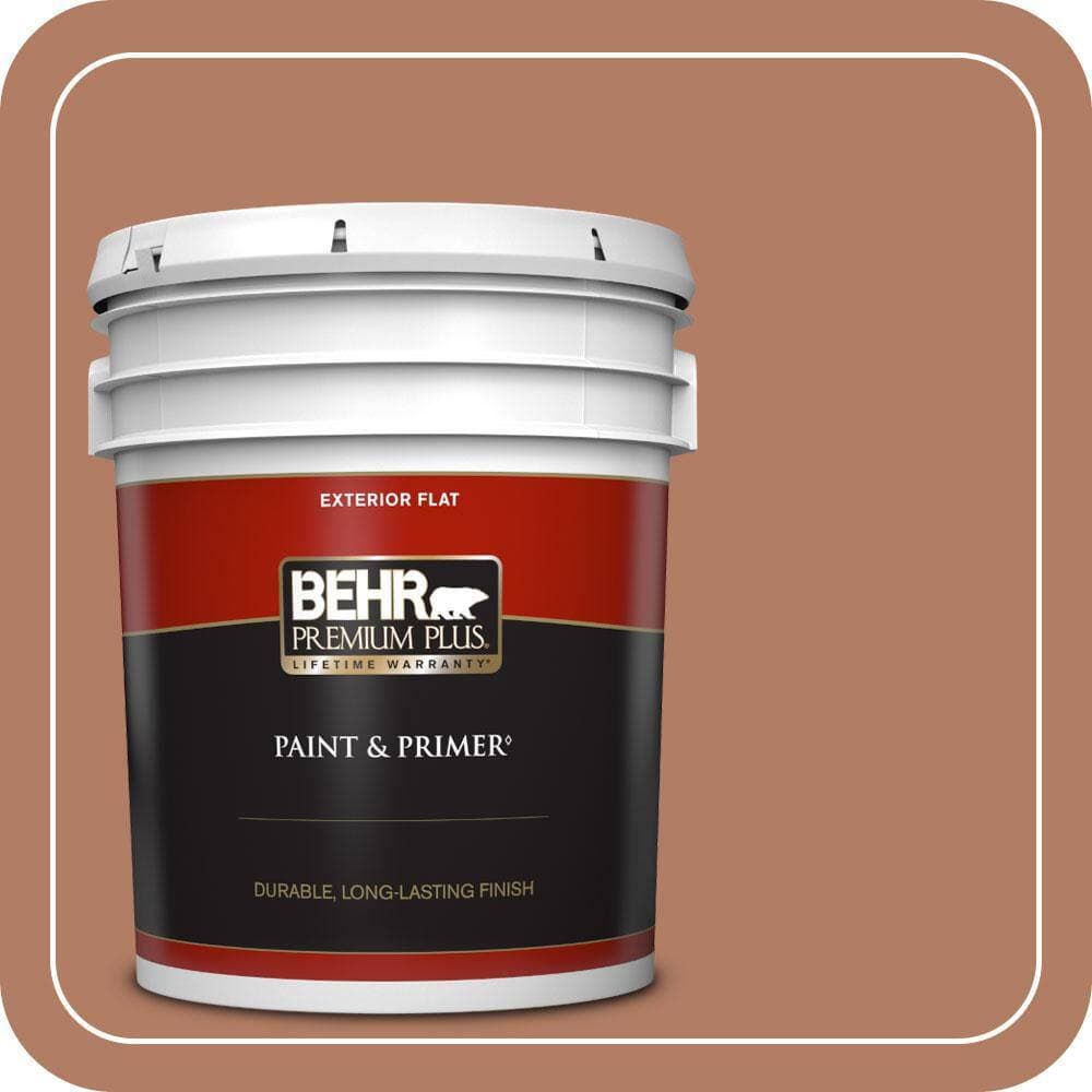 BEHR PREMIUM PLUS 5 gal. #PMD-84 Pecan Flat Exterior Paint & Primer
