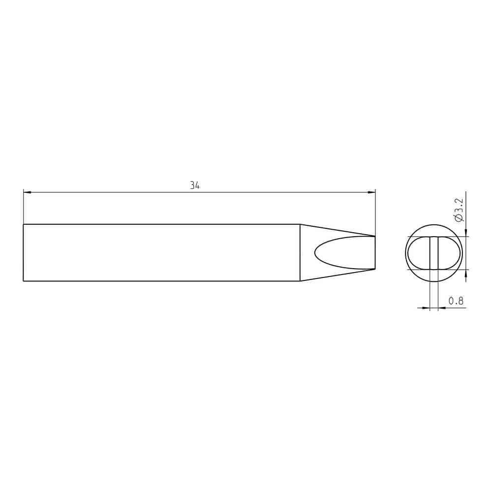 Weller RT Ultra Active Soldering Tip, Long Chisel, 3.2 mm x 0.8 mm (2)
