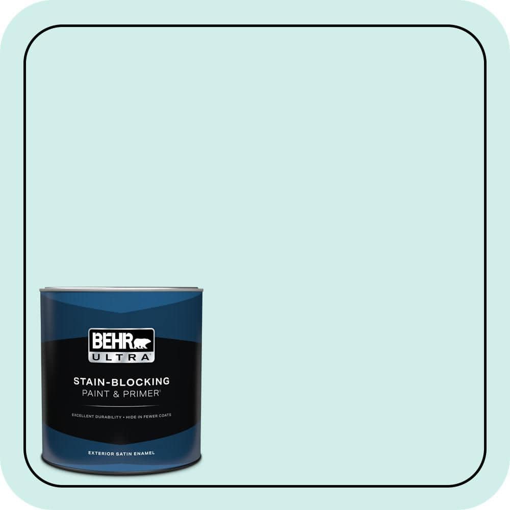 BEHR ULTRA 1 qt. #490A-1 Teal Ice Satin Enamel Exterior Paint & Primer