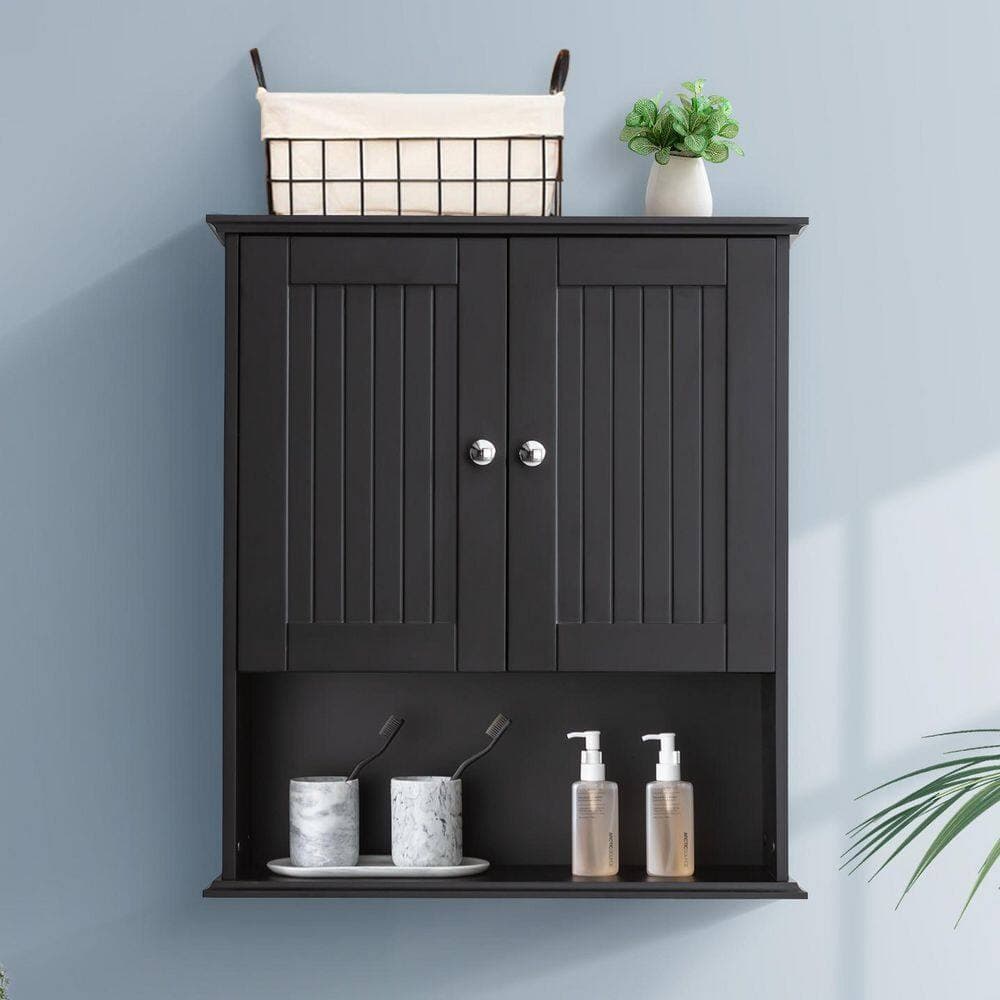 Flynama 29.50 in. W x 26.20 in. D x 7.90 in. H Black Linen Cabinet,Toilet Storage Cabinet,Wall Mounted Wooden Medicine Cabinets (3)