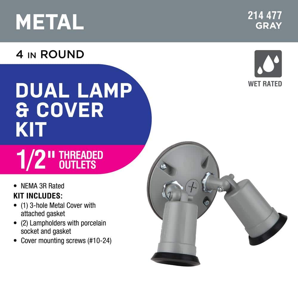 Commercial Electric Gray Outdoor Flood Light Weatherproof Lampholder with External Rubber Gasket and Cover (3)