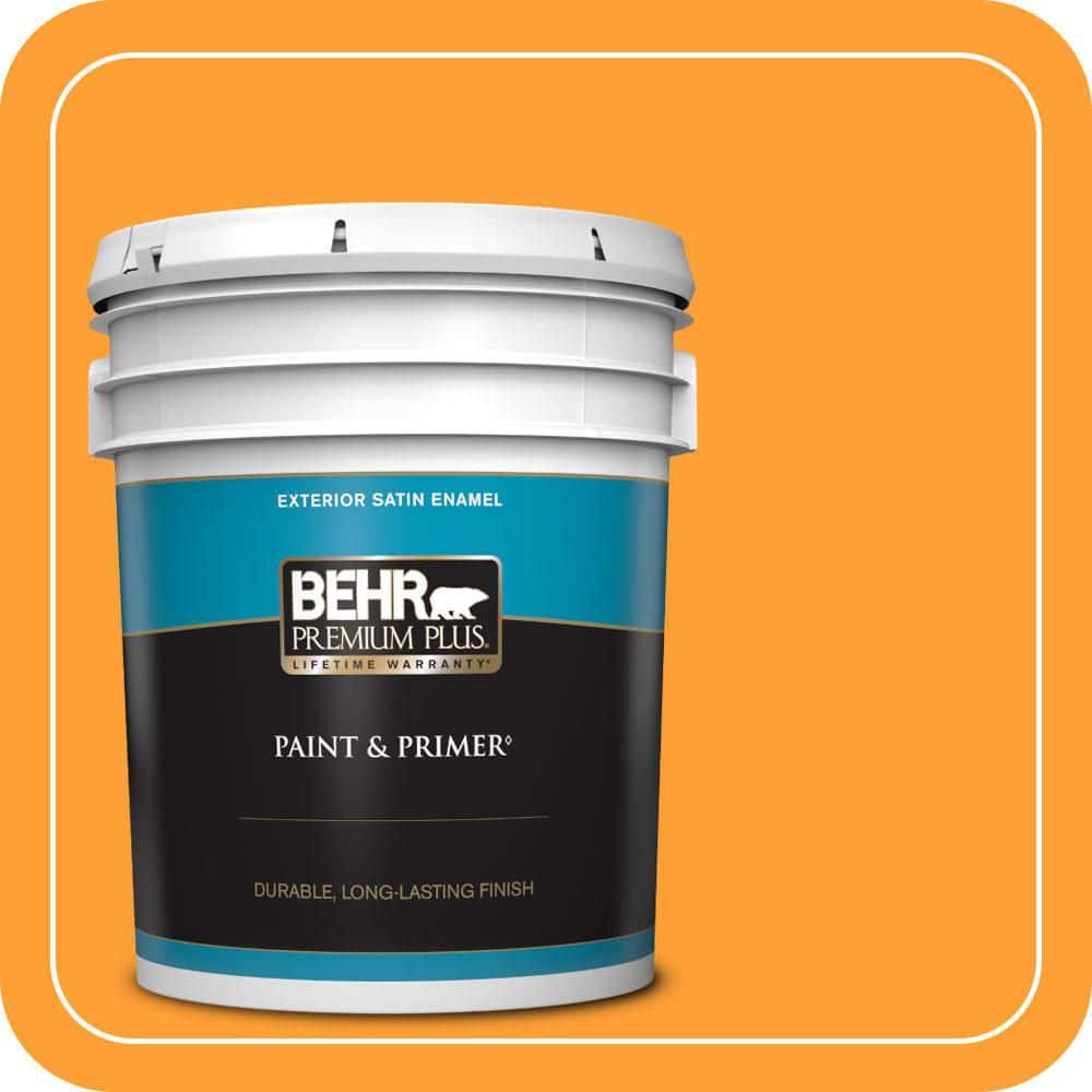 BEHR PREMIUM PLUS 5 gal. #P250-7 Blazing Bonfire Satin Enamel Exterior Paint & Primer