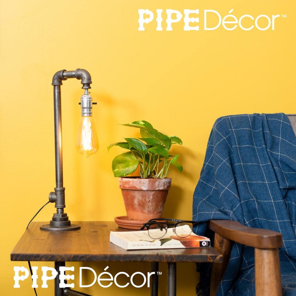 PIPE DECOR 1/2 in. Black Steel Pipe 17.5 in. H Reader Table Lamp Kit (3)