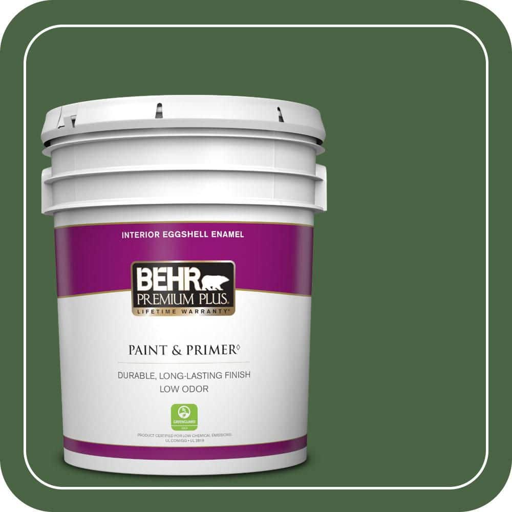 BEHR PREMIUM PLUS 5 gal. #S400-7 Deep Viridian Eggshell Enamel Low Odor Interior Paint & Primer