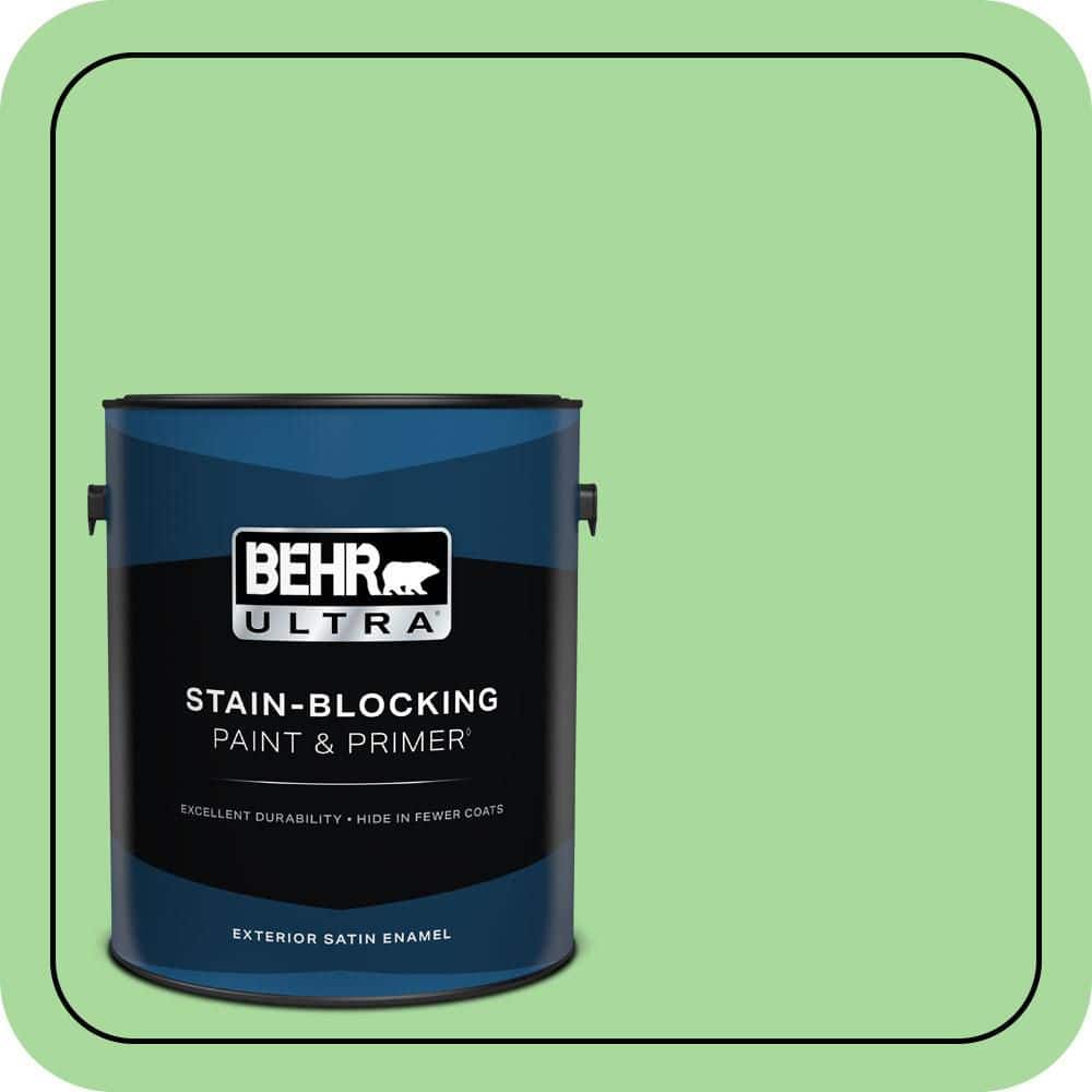 BEHR ULTRA 1 gal. #440B-4 Cool Aloe Satin Enamel Exterior Paint & Primer