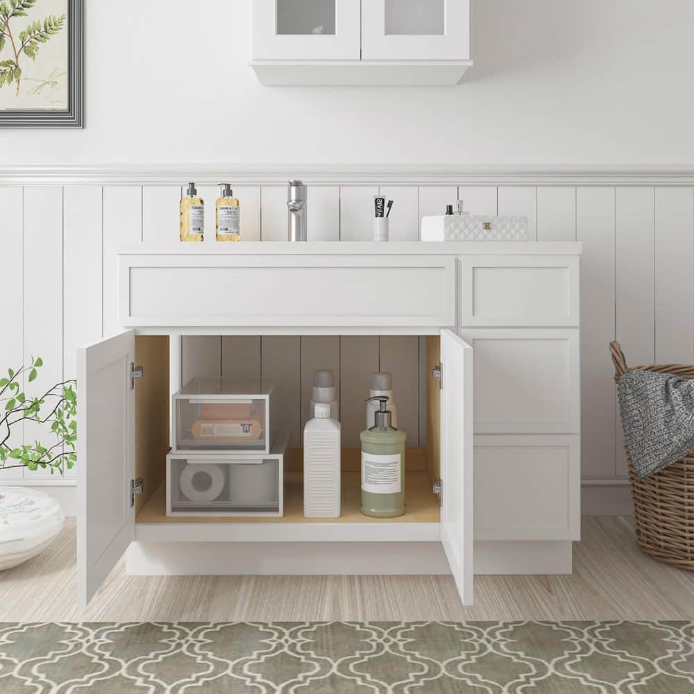 Vanity Art Colton 2-Door and 3-Drawer Freestanding Shaker Bathroom Vanity Cabinet (No Top) — Unassembled (3)