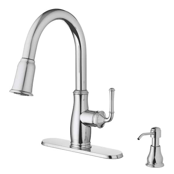 Glacier Bay Kagan Chrome 15 in. H Pull Down Sprayer Kitchen Faucet with 360° Swivel Spout (2)