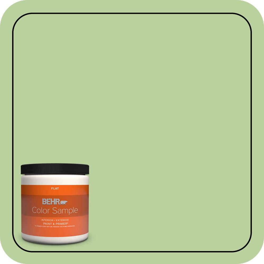 BEHR PREMIUM PLUS #P380-4 Four Leaf Clover Flat Interior/Exterior Paint & Primer Color Sample (1)