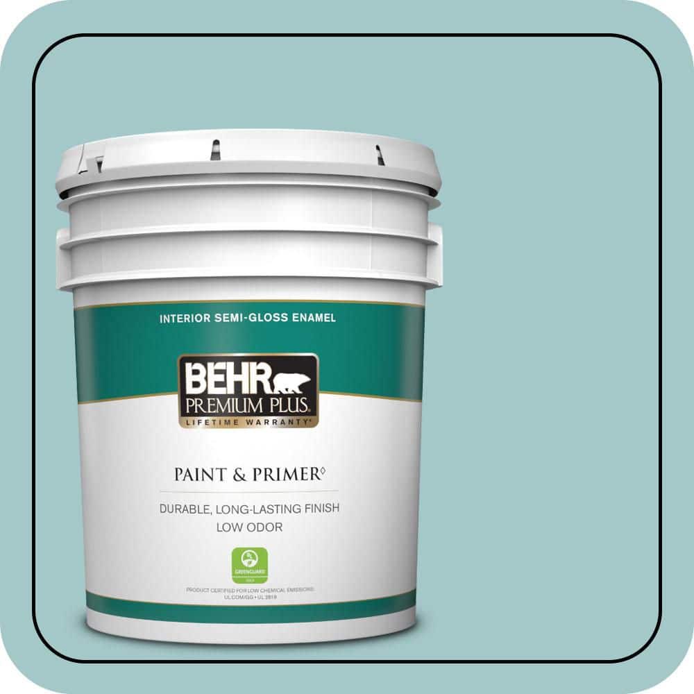BEHR PREMIUM PLUS 5 gal. #PPU13-10 Ocean Boulevard Semi-Gloss Enamel Low Odor Interior Paint & Primer