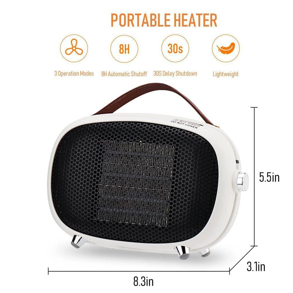 Unbranded 800-Watt White Indoor Electric Ceramic Heater Portable Space Heater with Tip-Over Overheat Protection for Office Bedroom (2)