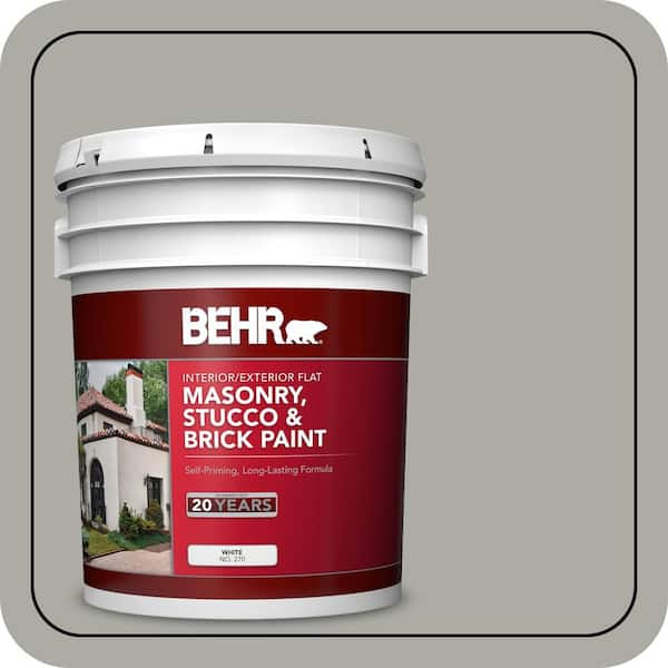 BEHR 5 gal. #6694 Silver Gray Flat Interior/Exterior Masonry, Stucco and Brick Paint (2)