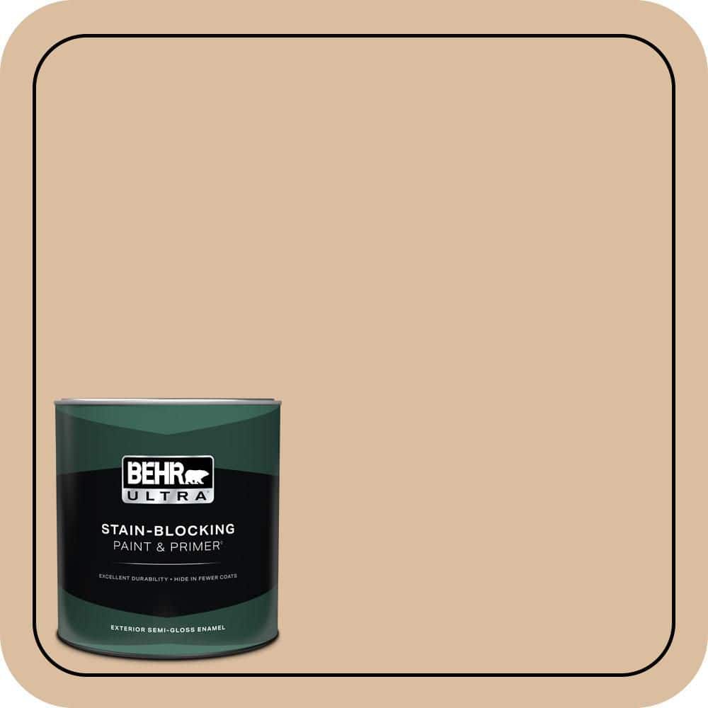 BEHR ULTRA 1 qt. #PPU4-14 Renoir Bisque Semi-Gloss Enamel Exterior Paint & Primer