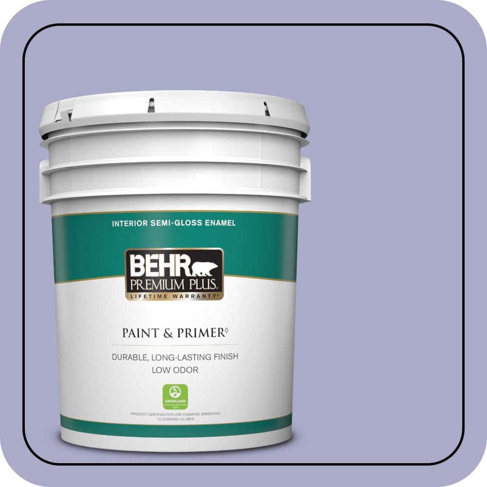 BEHR PREMIUM PLUS 5 gal. #M550-4 Wisteria Blue Semi-Gloss Enamel Low Odor Interior Paint & Primer