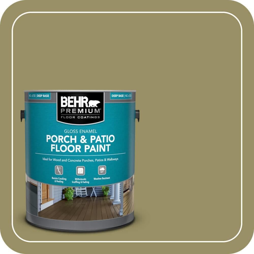 BEHR PREMIUM 1 gal. #390F-6 Tate Olive Gloss Enamel Interior/Exterior Porch and Patio Floor Paint