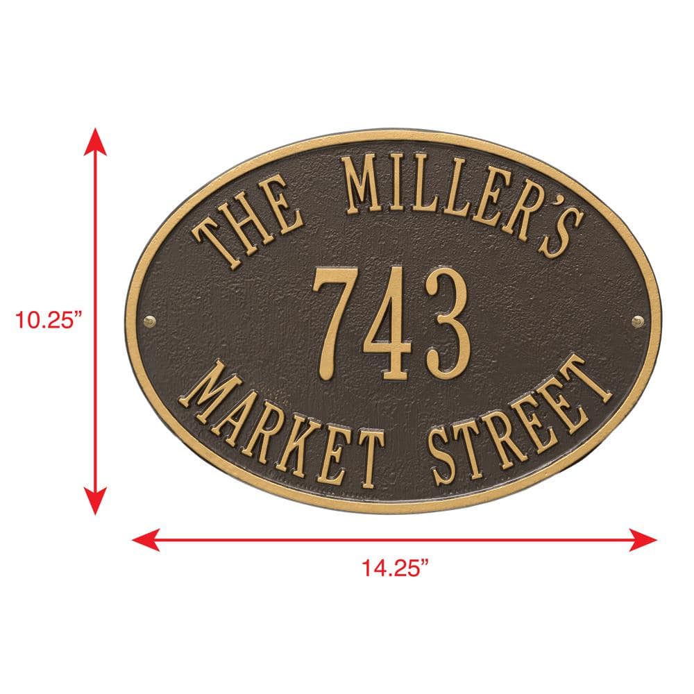 Whitehall Products Hawthorne Standard Oval Bronze/Gold Wall 3-Line Address Plaque (3)