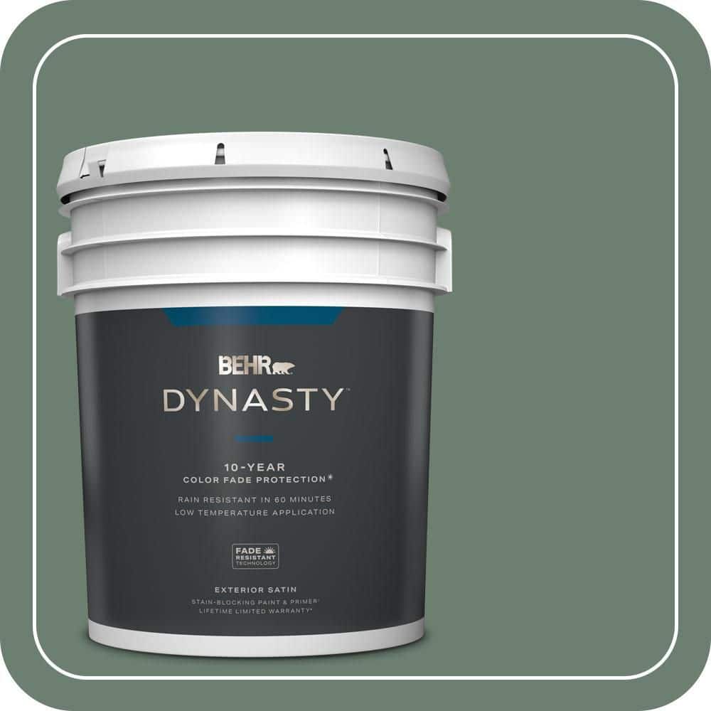BEHR DYNASTY 5 gal. #460F-5 Island Palm Satin Enamel Exterior Stain-Blocking Paint & Primer