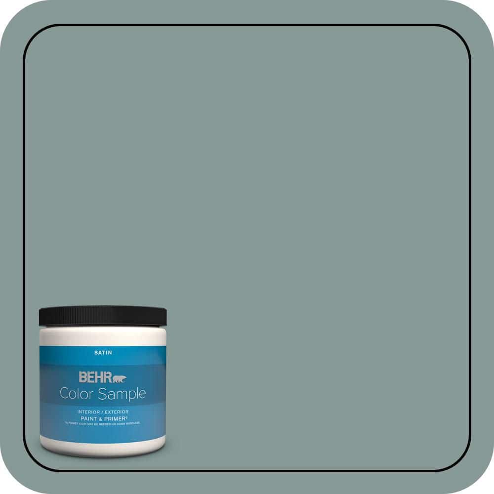 BEHR PREMIUM PLUS 8 oz. #N430-4 Rainy Afternoon Satin Enamel Interior/Exterior Paint & Primer Color Sample