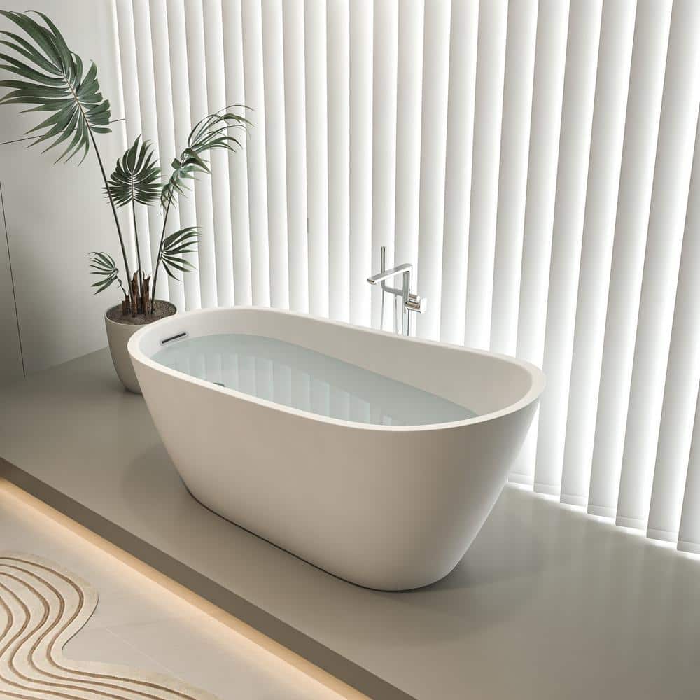FORCLOVER 67 in. x 29 in. Acrylic Flatbottom Alcove Freestanding Soaking Bathtub in White