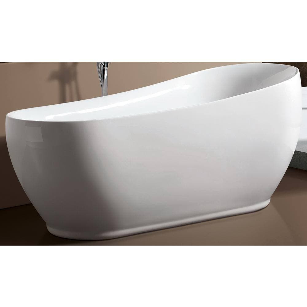 Aqua Eden Modern 5.9 ft. Acrylic Flatbottom Bathtub in White and Freestanding Faucet in Oil Rubbed Bronze (3)