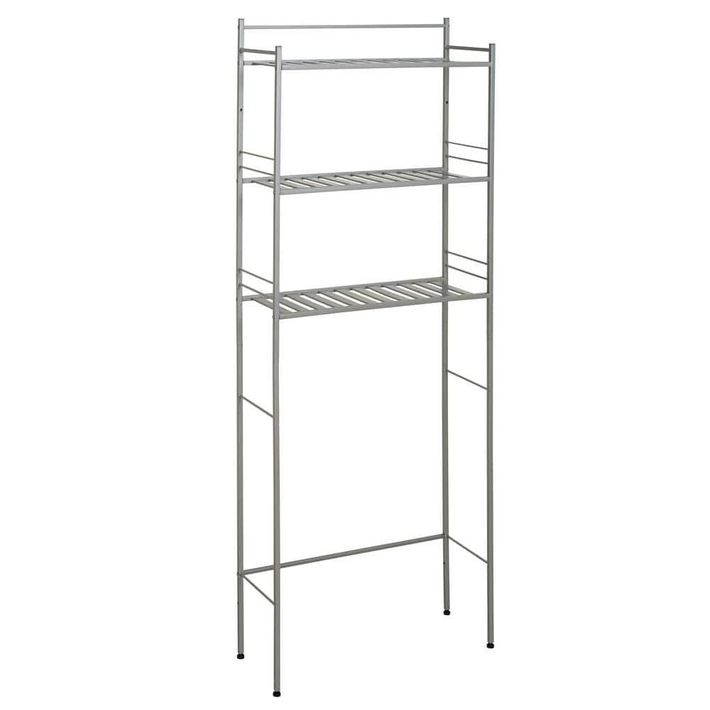 Glacier Bay Slat Style 24 in. W x 9.5 in. D x 64.5 in. H Satin Nickel Over-the-Toilet Storage (1)