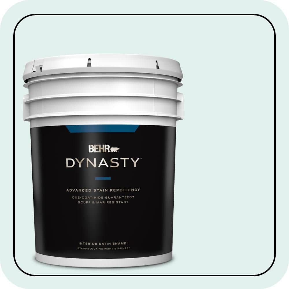 BEHR DYNASTY 5 gal. #500C-1 Himalayan Mist Satin Enamel Interior Stain-Blocking Paint & Primer