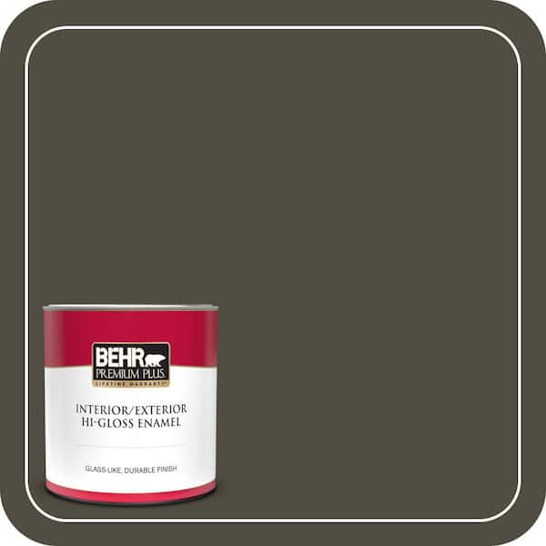 BEHR PREMIUM PLUS 1 qt. #S-H-760 Olive Leaf Hi-Gloss Enamel Interior/Exterior Paint & Primer (2)